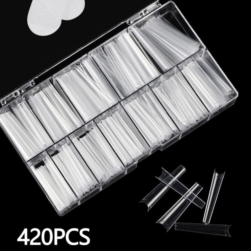 3XL Coffin Cover Nail Tips Clear 504pcs